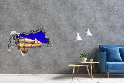 Hole wall sticker Krakow's Main Market Square at night