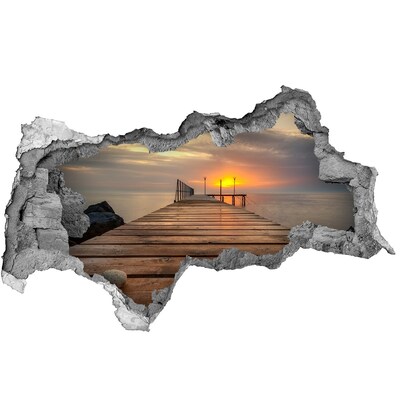 Hole in the wall sticker Sunset over the pier