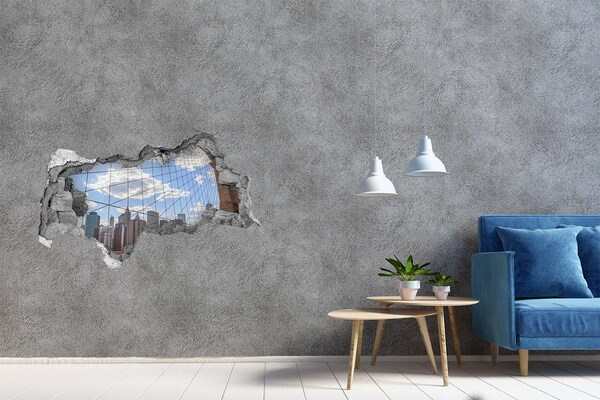 Hole wall sticker New York bridge