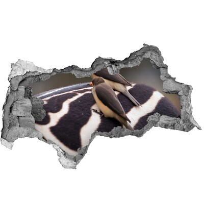 Hole in the wall sticker Birds on the back of a zebra