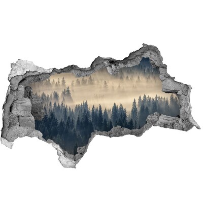 Hole in the wall sticker Fog over the forest