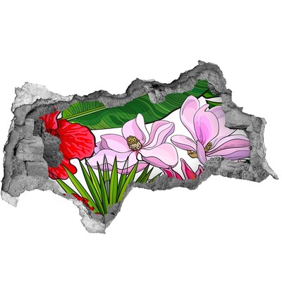 Hole in the wall decal Hawaiian flowers