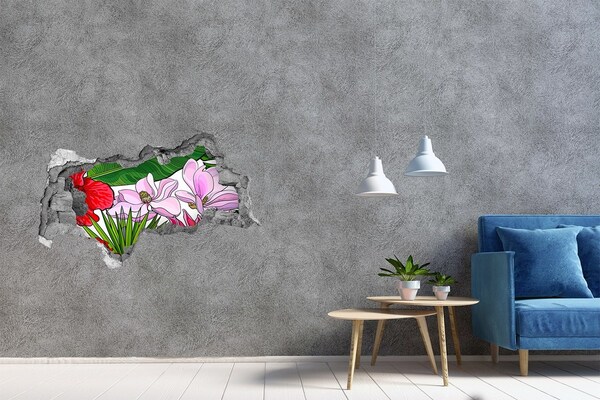 Hole in the wall decal Hawaiian flowers