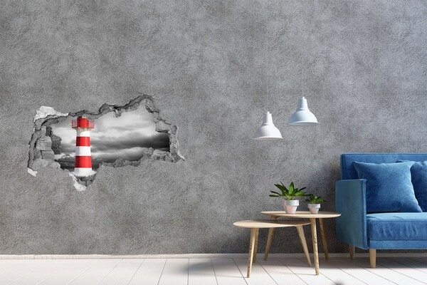 Hole in the wall decal A lighthouse in a stormy setting