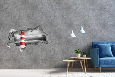 Hole in the wall decal A lighthouse in a stormy setting