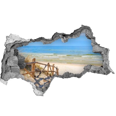 Hole wall sticker View of the seaside beach