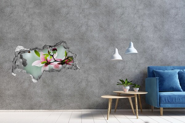 Hole in the wall sticker Magnolia flowers in a damaged wall
