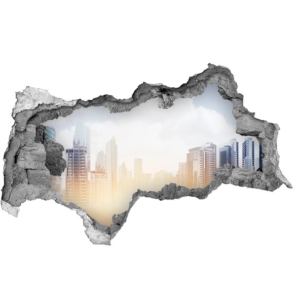 Hole in the wall sticker View of the modern city
