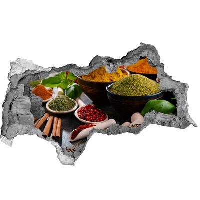 Hole in the wall decal Colorful spices in the kitchen