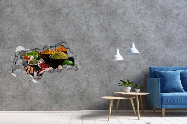 Hole in the wall decal Colorful spices in the kitchen
