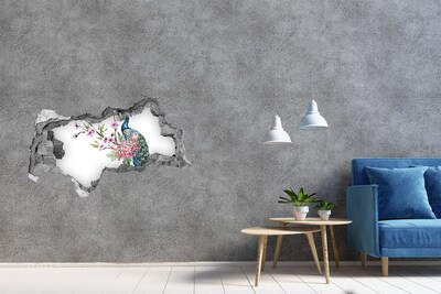 Hole in the wall sticker Paw and flowers