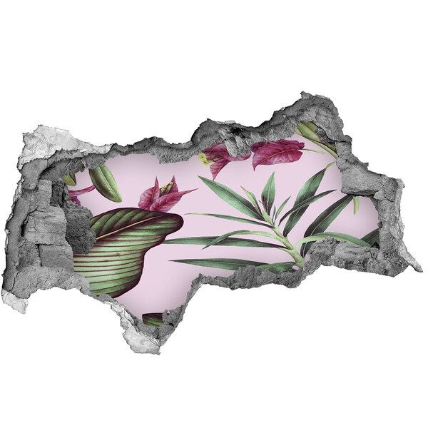 Hole in the wall sticker Tropical flowers