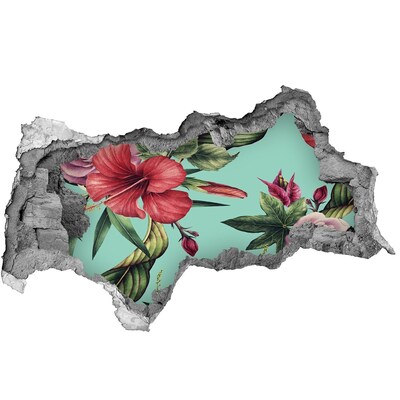 Hole in the wall sticker Tropical flowers