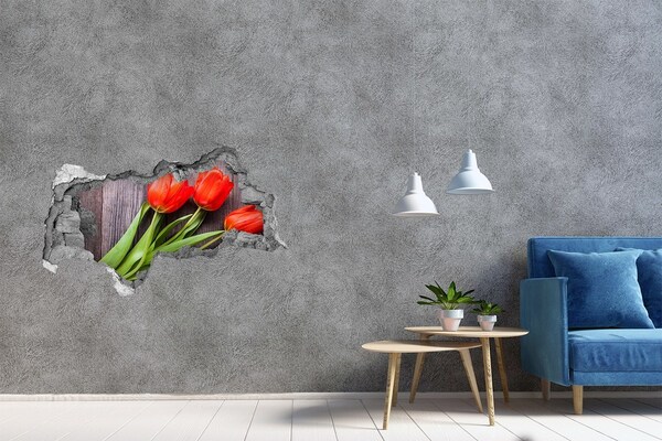 Hole wall sticker Red tulips