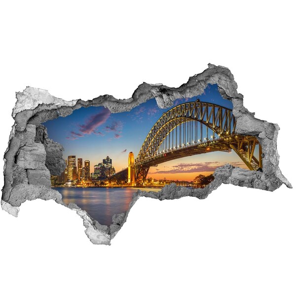 Hole wall sticker Sydney Bridge at sunset