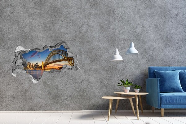 Hole wall sticker Sydney Bridge at sunset