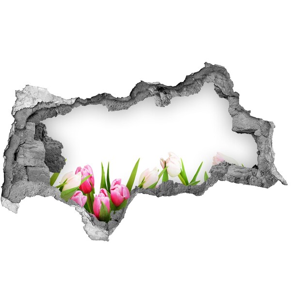 Hole wall sticker Pink tulips