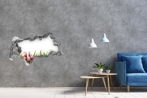 Hole wall sticker Pink tulips