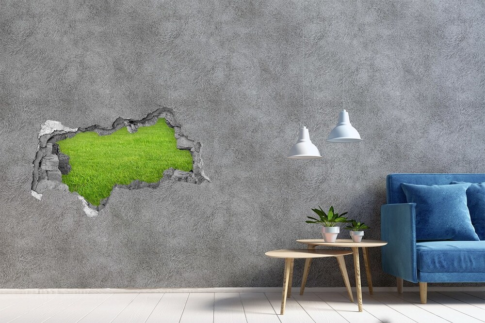 Hole wall sticker green grass