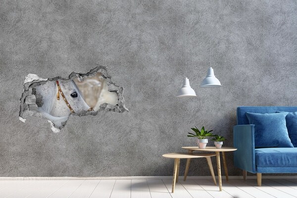 Hole in the wall decal White Arabian horse