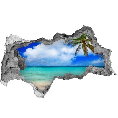 Hole in the wall decal Tropical beach with a palm tree