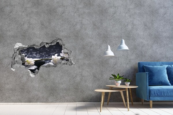Hole in the wall sticker Flowers on stones
