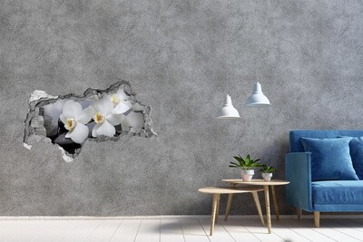 Hole in the wall sticker Orchids in concrete