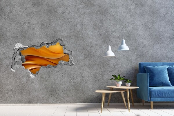 Hole wall sticker Golden wave in the wall