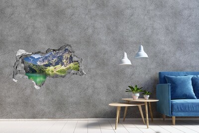 Hole in the wall sticker Mountain landscape by the lake