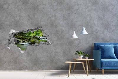 Hole wall sticker Waterfall in the tropical forest