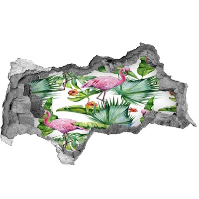 Hole in the wall decal Paradise Oasis with Flamingos