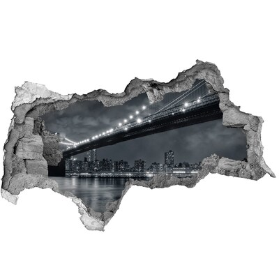 Hole in the wall decal Brooklyn Bridge at night