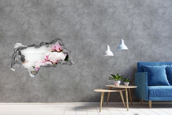 Hole in the wall decal Peonies