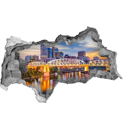 Hole in the wall decal A bridge over a river in the city