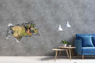 Hole wall sticker Roe deer in a forest landscape