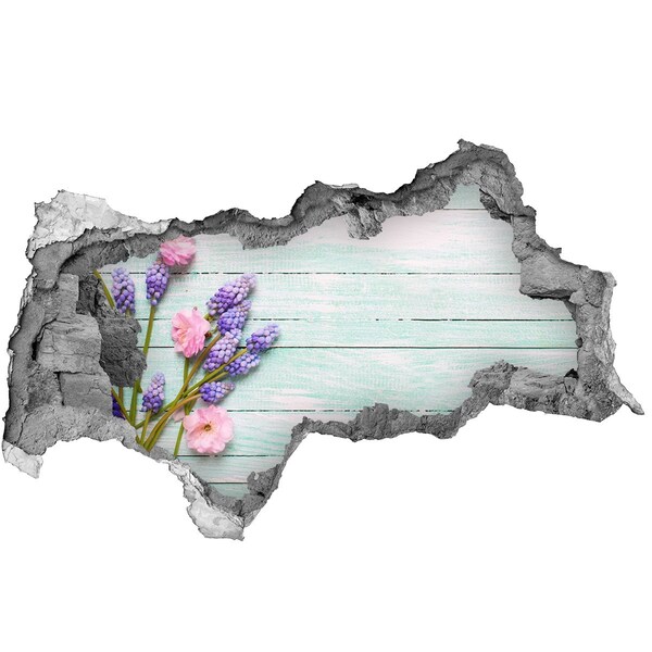 Hole in the wall sticker Lavender on wood