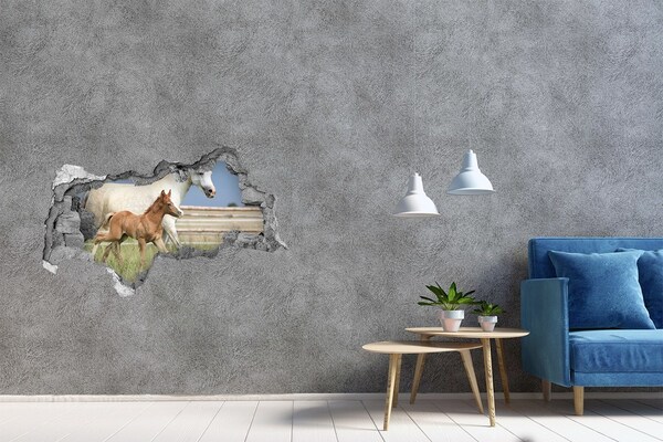 Hole in the wall sticker Horses in the meadow