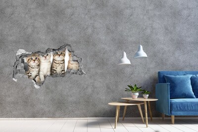 Hole in the wall sticker The cat trio behind the hole in the wall