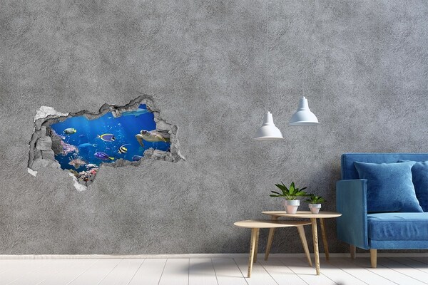 Hole in the wall sticker An underwater world full of fish