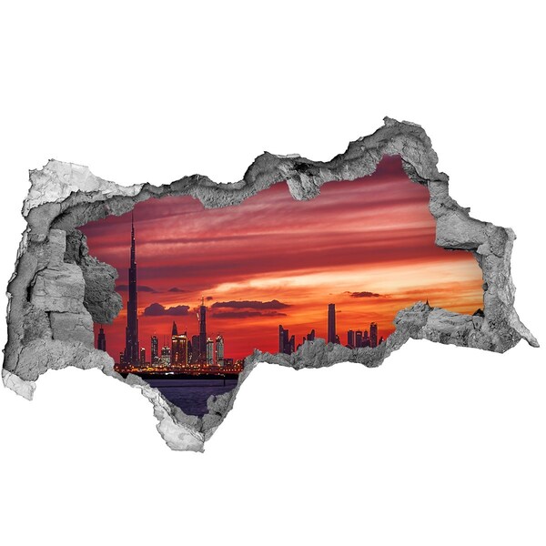 Hole in the wall decal Sunset over Dubai
