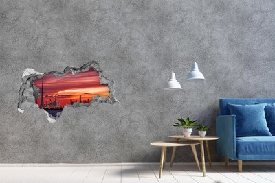 Hole in the wall decal Sunset over Dubai