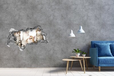 Hole in the wall sticker Small cats sticker