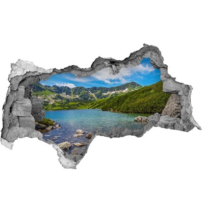 Hole in the wall decal A mountain lake surrounded by greenery