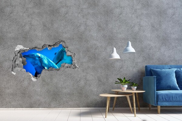 Hole wall sticker Two dolphins