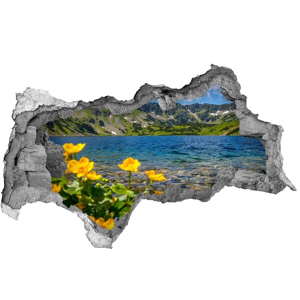 Hole in the wall decal Lake in the mountains