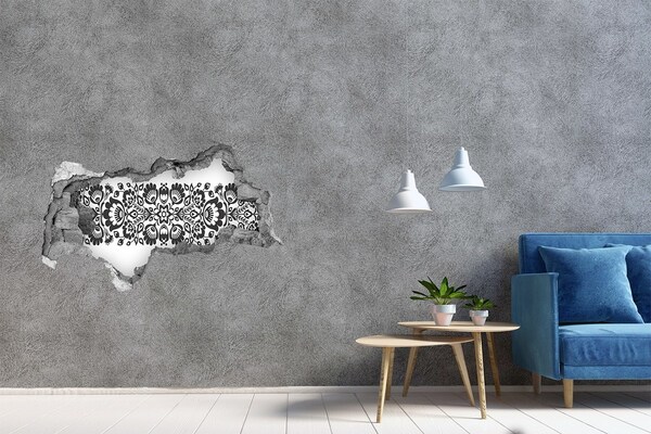 Hole in the wall decal Folk flowers