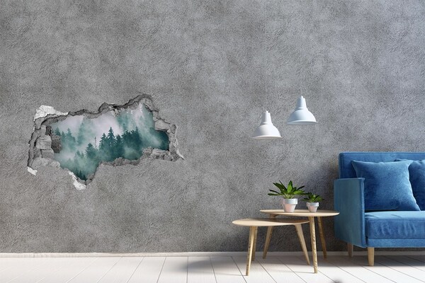 Hole in the wall decal Fog over the forest