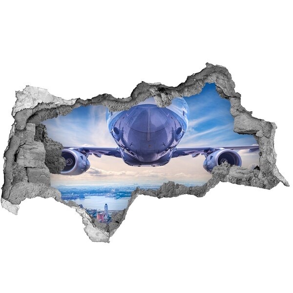 Hole in the wall decal A plane over the city