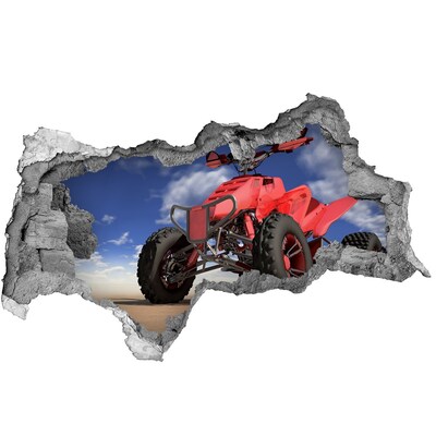 Hole wall sticker Red quad in a desert landscape