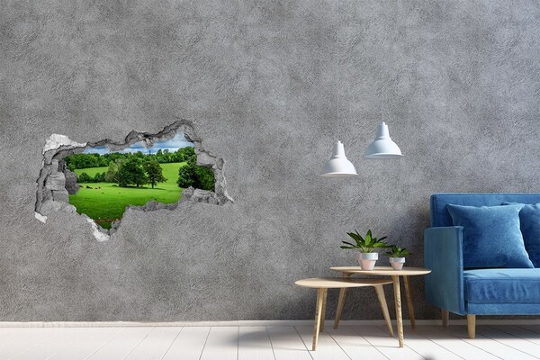 Hole wall sticker Green hills